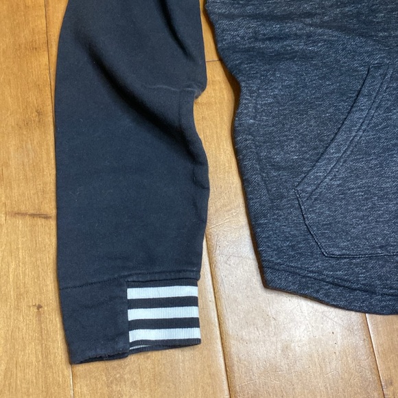 Adidas Black Charcoal Grey Notch Neck Pullover Hoodie | S - Picture 7 of 12